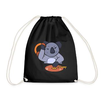 Koala DJ Disc Jockey - Turnbeutel - Schwarz - Vorne