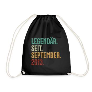 Legendär. Seit. September. 2013. Retro Birthday - Turnbeutel - Schwarz - Vorne