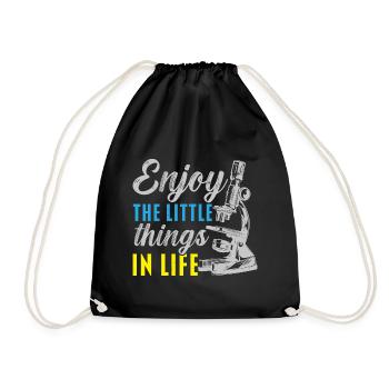 Enjoy the little things in life biologist - Drawstring Bag - black - Front