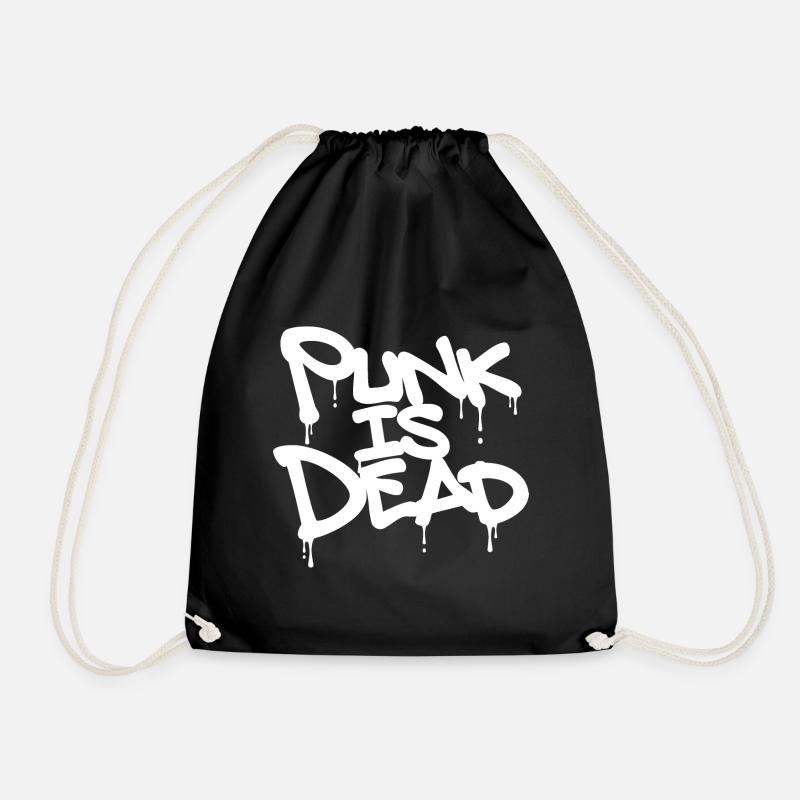 Punk Is Dead in white with drops - Drawstring Bag - black