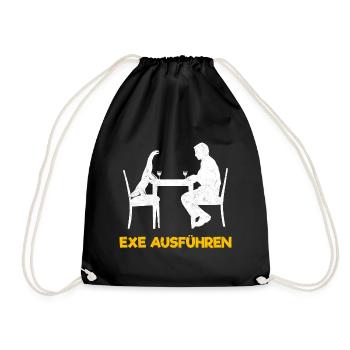 exe run computer scientist programmer admin - Drawstring Bag - black - Front