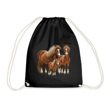 Shetland Pony Familie Famille Shetty - Sac de sport léger - noir - Devant
