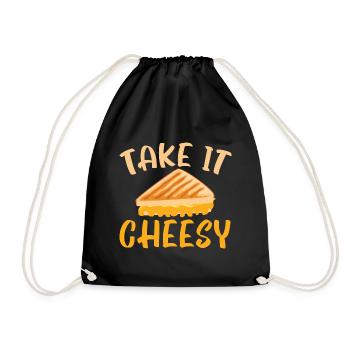 Take it Cheesy Foodie Roasted Grilled Cheese - Drawstring Bag - black - Front
