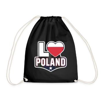 Polen Herz Flagge Stolz Patriotisch Polnisch - Turnbeutel - Schwarz - Vorne