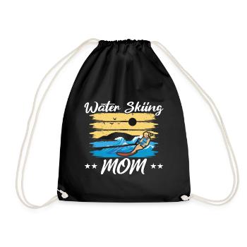Water skiing Mom Waterskiing Mothers Day - Drawstring Bag - black - Front
