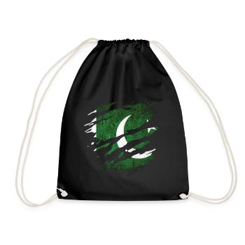 Pakistan - national flag, scratches, cracks - Drawstring Bag - black - Front