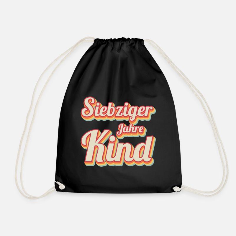 70er Jahre Kind / Retro - Turnbeutel - Schwarz