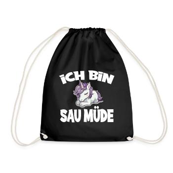 Ich Bin Sau Müde Einhorn - Turnbeutel - Schwarz - Vorne