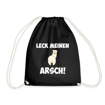 Leck Meinen Arsch Alpaka Lama Spruch Geschenk - Turnbeutel - Schwarz - Vorne