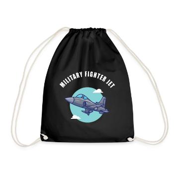 Fighter plane - military fighter jet - Drawstring Bag - black - Front