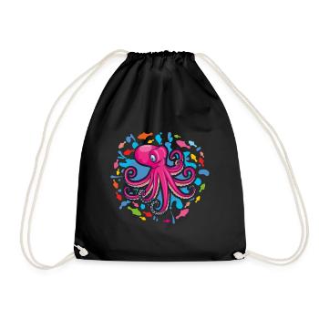 Poulpe rose - Sac de sport léger - noir - Devant
