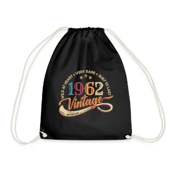 Vintage geboren 1962 Design Jahrgang 1962 Geschenk - Turnbeutel - Schwarz - Vorne
