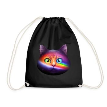 Les chats de l’univers arc-en-ciel font face avec des yeux verts - Sac de sport léger - noir - Devant