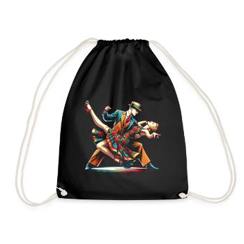 Lindy Hop Dancer Swinging Dancing Swing Dance - Drawstring Bag - black - Front