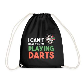 I Can't Hear You I'm Playing Darts - Turnbeutel - Schwarz - Vorne