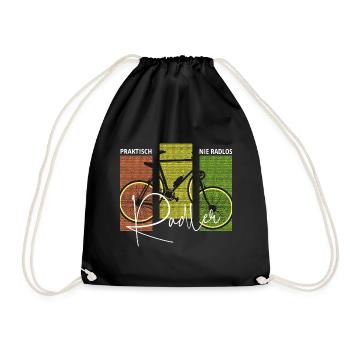 praktisch nie radlos Radlershirt Radler Spruch Rad - Turnbeutel - Schwarz - Vorne