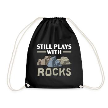 Still playing with rocks, geology, rock gathering - Drawstring Bag - black - Front