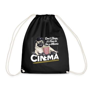 Mops Hundehalter Mops Liebe Kino Popcorn - Turnbeutel - Schwarz - Vorne