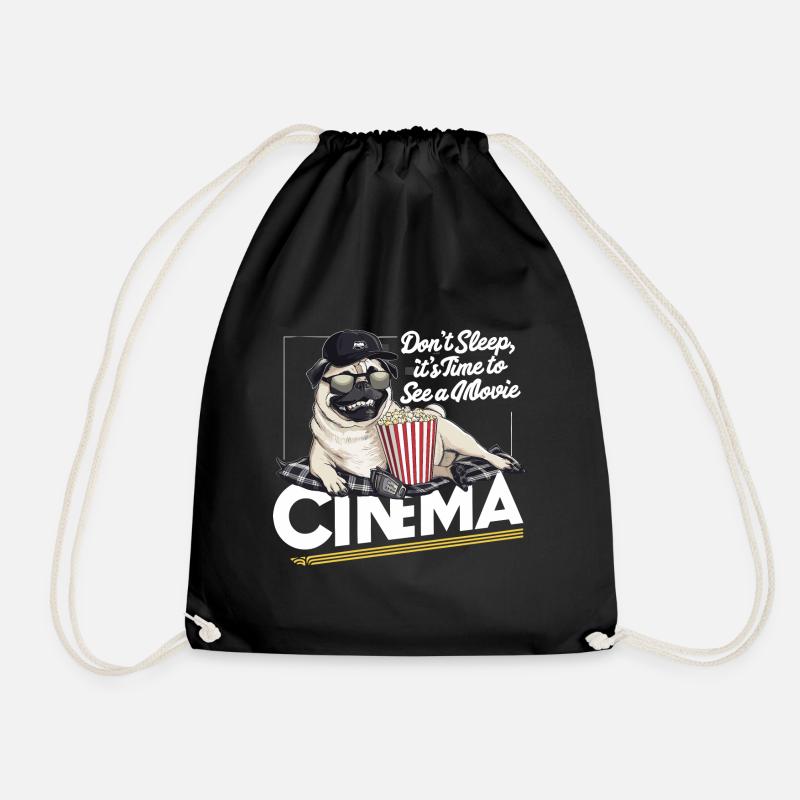 Mops Hundehalter Mops Liebe Kino Popcorn - Turnbeutel - Schwarz