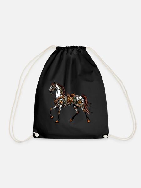 Steampunk-Pferd - Turnbeutel - Schwarz