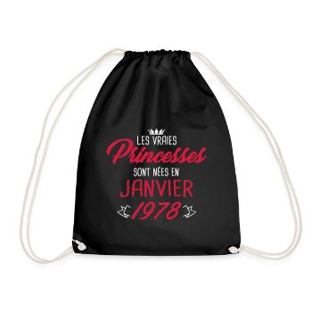 Princesses nées en janvier 1978 - Sac de sport léger - noir - Devant