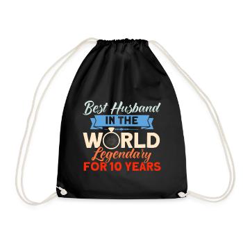 10th Wedding Anniversary Couple Design 10 Years of Marriage - Drawstring Bag - black - Front