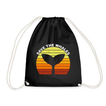Save the Whales Ocean Orca Blue Whale Humpback Whale - Drawstring Bag - black - Front