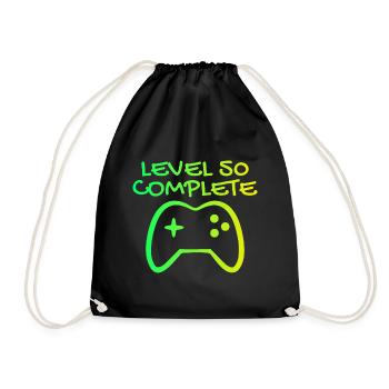 50. Geburtstag Level 50 Complete - Turnbeutel - Schwarz - Vorne
