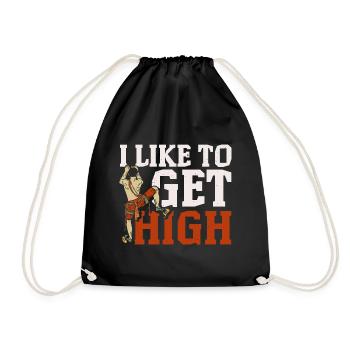 I want to go high Climber Boulderer Boulderer - Drawstring Bag - black - Front