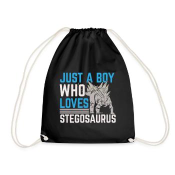 Just A Boy Who Loves Stegosaurus Dinosaur Dino - Drawstring Bag - black - Front