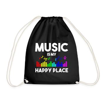 Music Is My Happy Place Musik Musiker - Turnbeutel - Schwarz - Vorne