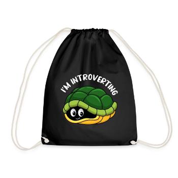 I'm an Introvert / Turtle Animal Design - Drawstring Bag - black - Front