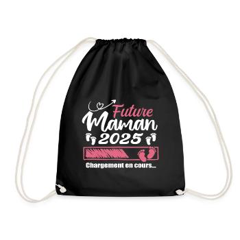 Future Maman 2025 Chargement En Cours - Cadeau - Sac de sport léger - noir - Devant