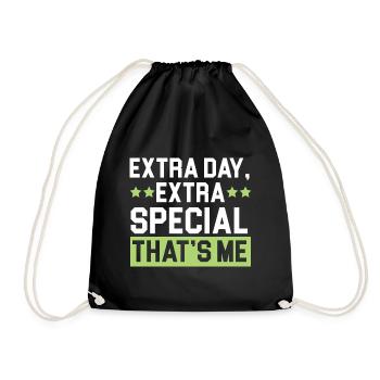 Happy Birthday Leap Year February 29 Leap Day - Drawstring Bag - black - Front