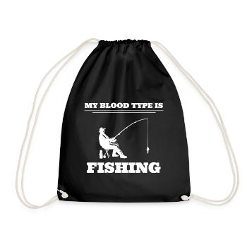 My Blood Type Is Fishing Angler - Turnbeutel - Schwarz - Vorne