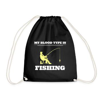 My Blood Type Is Fishing Angler - Turnbeutel - Schwarz - Vorne