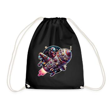 Vaisseau spatial imaginatif et fantaisiste avec astronaute - Sac de sport léger - noir - Devant
