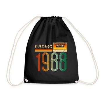 Année 1988 Old School Cassette Musique Rétro - Sac de sport léger - noir - Devant