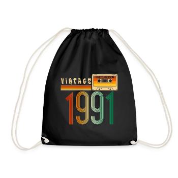 Année 1991 Old School Cassette Musique Rétro - Sac de sport léger - noir - Devant