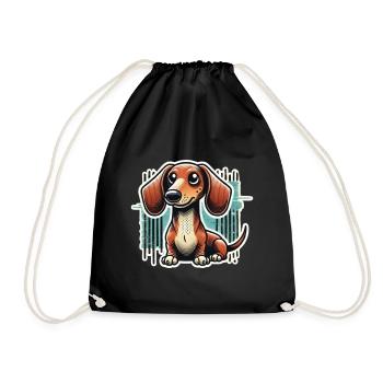 Teckel mignon style bande dessinée Chien teckel - Sac de sport léger - noir - Devant