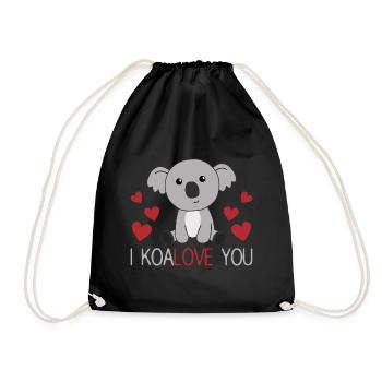 I Koalove you cute koala with hearts cute animals - Drawstring Bag - black - Front