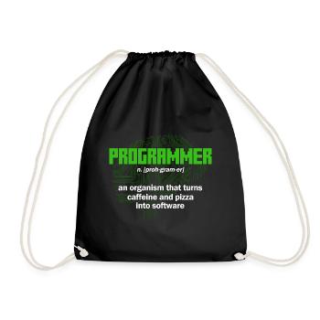 Turns caffeine and pizza into software Software-En - Drawstring Bag - black - Front