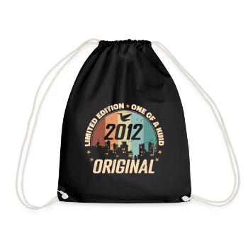 2012 Zeitloses Vintage Jubiläumsgeschenk 2012 - Turnbeutel - Schwarz - Vorne