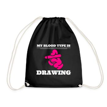 My Blood Type Is Drawing Zeichenkünstler - Turnbeutel - Schwarz - Vorne