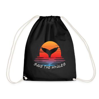 Save the Whales Ocean Orca Blue Whale Humpback Whale - Drawstring Bag - black - Front