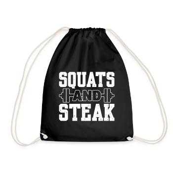 Lustiger Abnehm- und Steakliebhaber Fitnesstrainer - Turnbeutel - Schwarz - Vorne