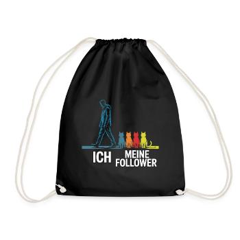 Ich & meine Follower – Katzenhumor Design - Turnbeutel - Schwarz - Vorne