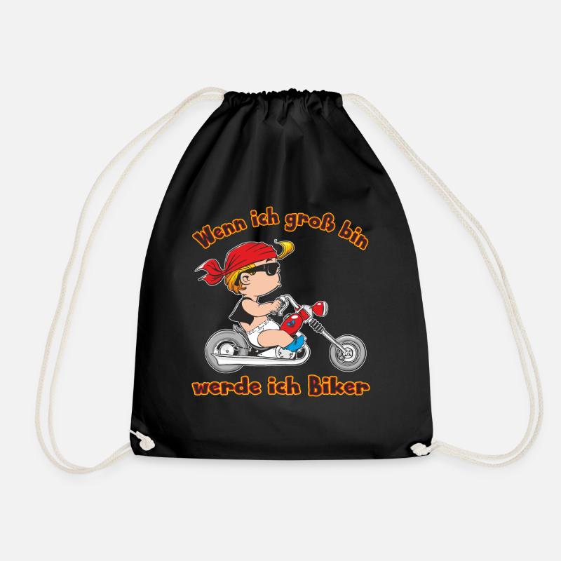 Wenn ich groß bin werd ich Biker - RAHMENLOS Baby - Turnbeutel - Schwarz