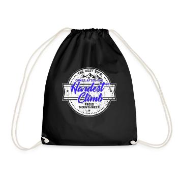 Bergsteigen Bergsteiger Klettern Wandern Geschenk - Turnbeutel - Schwarz - Vorne