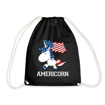 Amérique USA Licorne licornes cheval cadeau - Sac de sport léger - noir - Devant